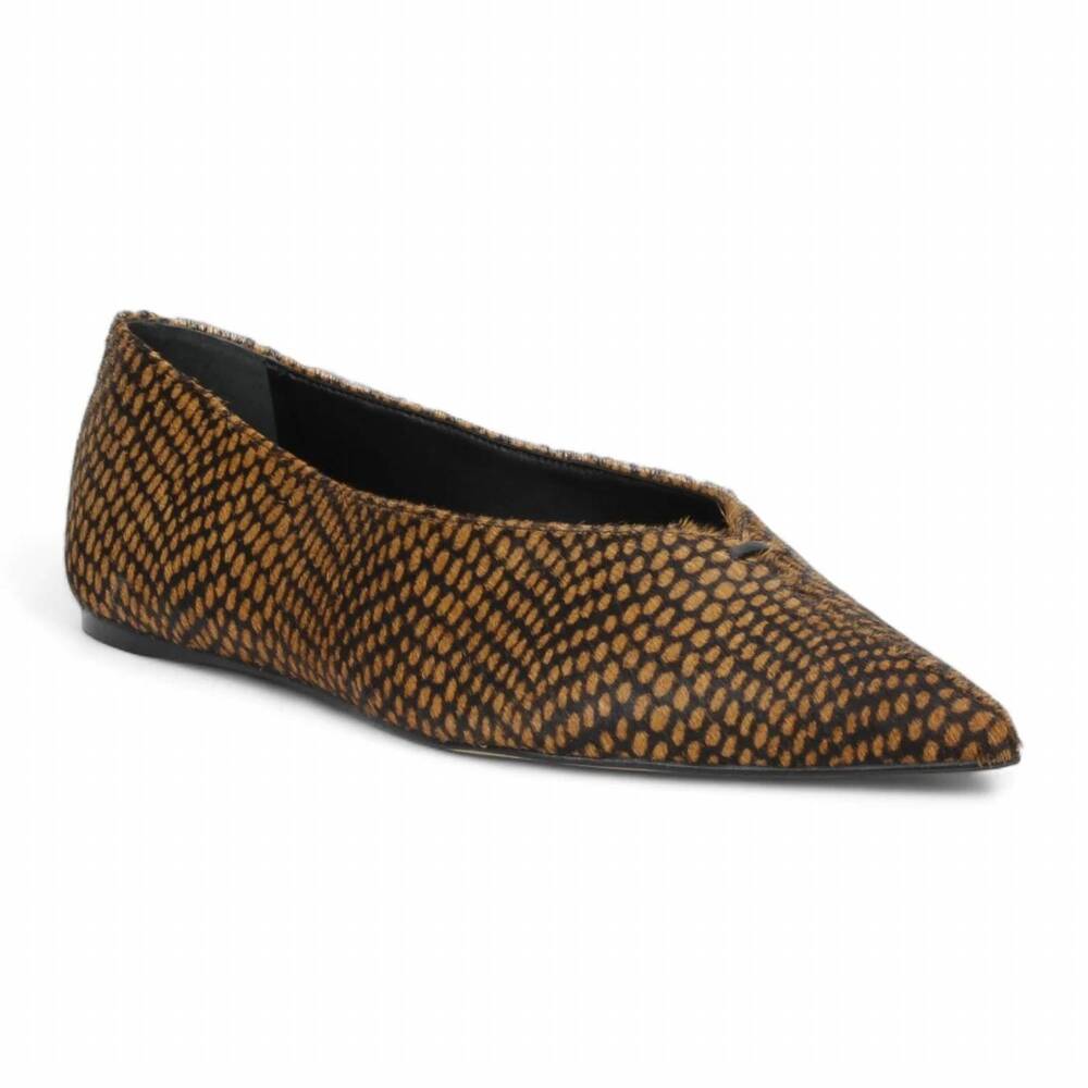 NEW CARRANO women's megan leather flat in calf hair caramel